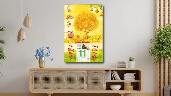 Lịch Tết Tranh Tráng Gương Treo Tường Lộc Phát Tài