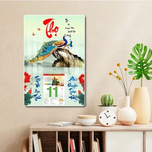 Lịch tết tranh tráng gương treo tường chữ Thọ 02