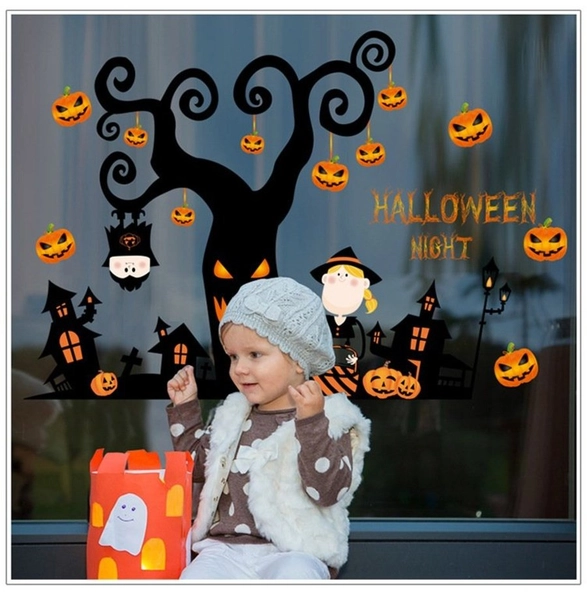 Combo Decal 2 Mặt Halloween Những Quả Bí Ngô Và Phù Thủy