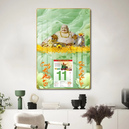 Lịch tết tranh tráng gương treo tường Phật Di Lặc 2023