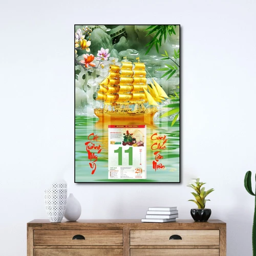Lịch tết tranh tráng gương treo tường thuận buồm xuôi gió 02 2023