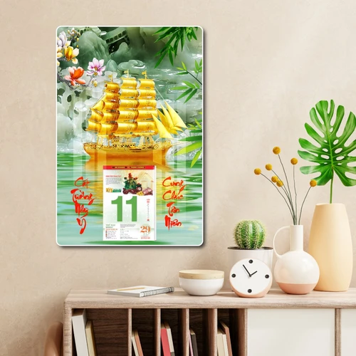 Lịch tết tranh tráng gương treo tường thuận buồm xuôi gió 02 2023