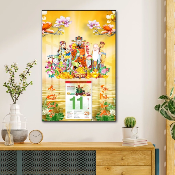 Lịch tết tranh tráng gương treo tường phúc lộc thọ 03