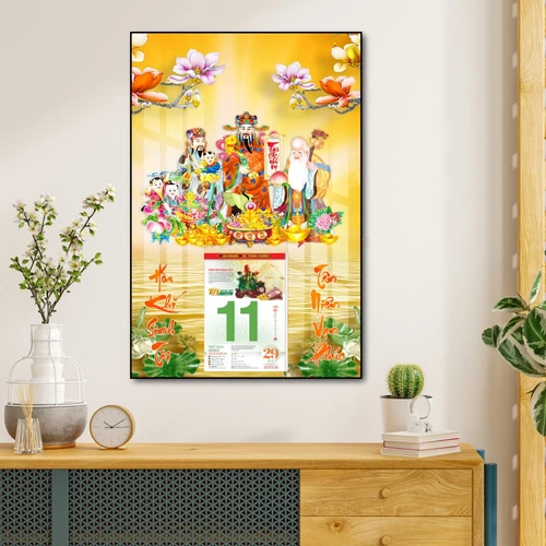 Lịch tết tranh tráng gương treo tường phúc lộc thọ 03 2023