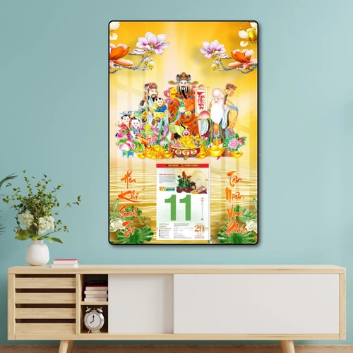 Lịch tết tranh tráng gương treo tường phúc lộc thọ 03 2023
