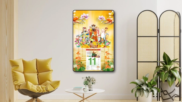 Lịch tết tranh tráng gương treo tường phúc lộc thọ 03