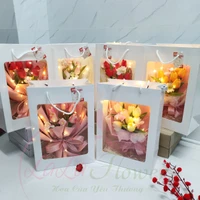 Túi Quà Tặng 5 Bông Hoa TuLip Giả Kèm Đèn Led Nhiều Màu