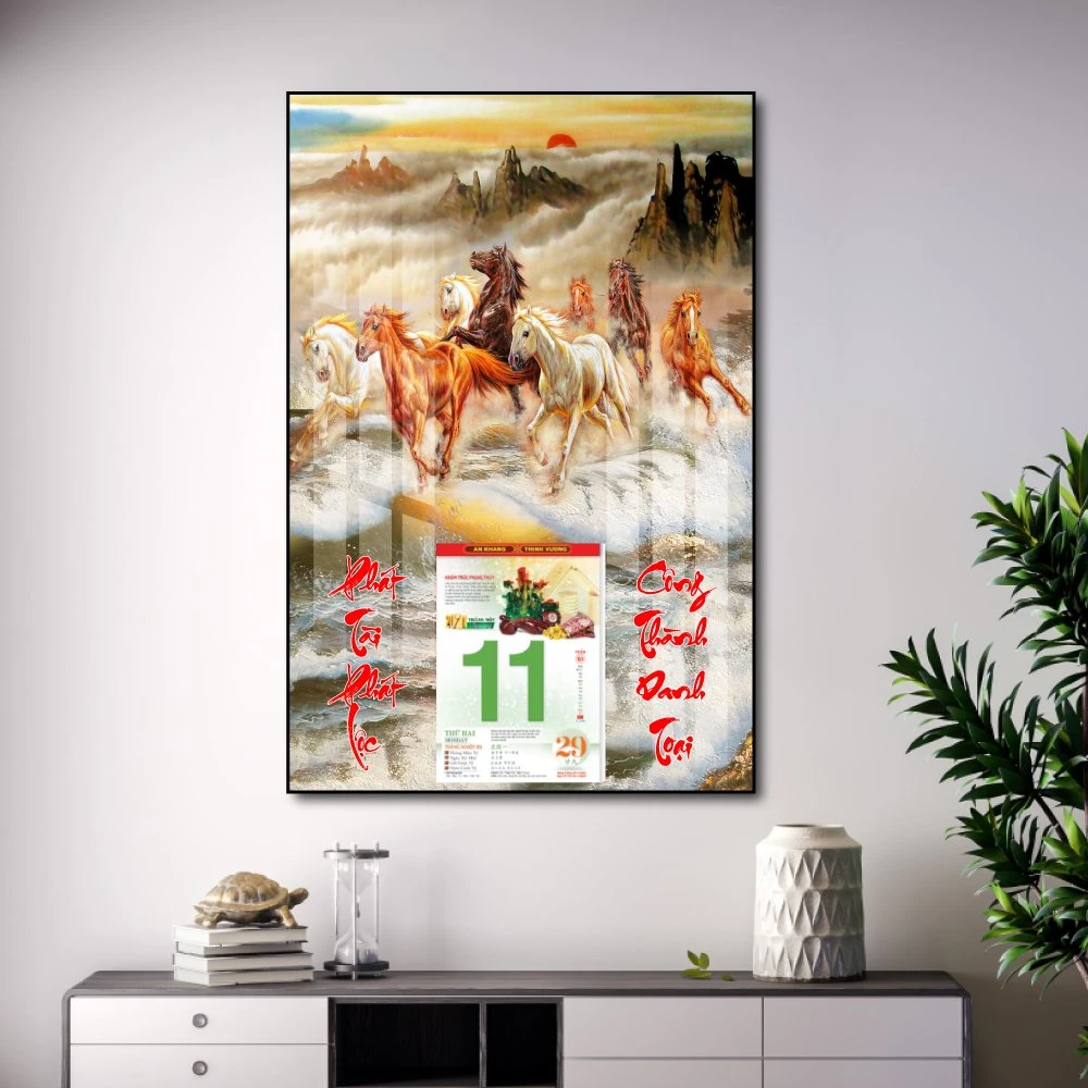 Lịch Tết Tranh Tráng Gương Treo Tường Mã Đáo Thành Công 12 2023