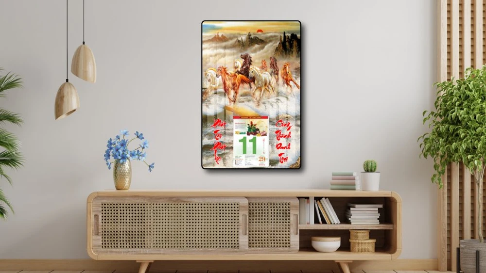 Lịch Tết Tranh Tráng Gương Treo Tường Mã Đáo Thành Công 12 2023