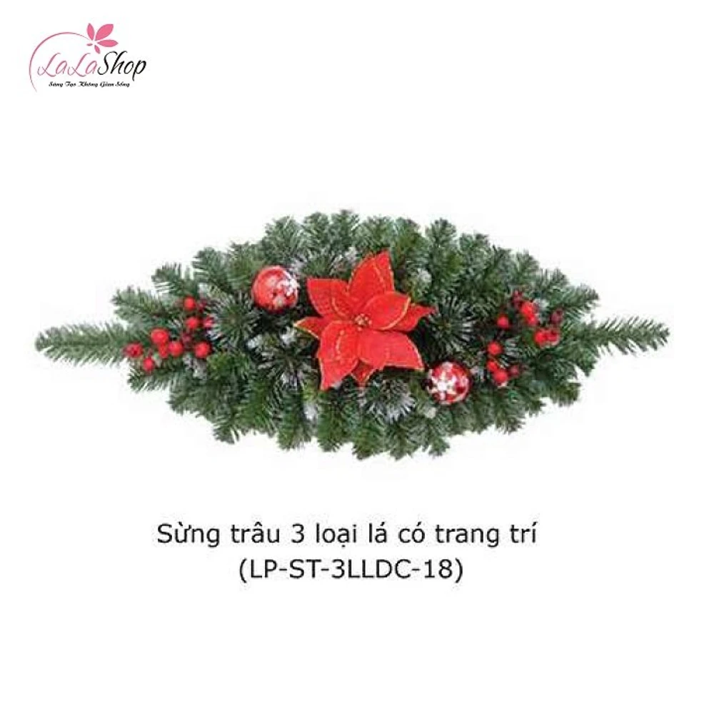 Dây lá thông sừng trâu 3 loại lá có trang trí