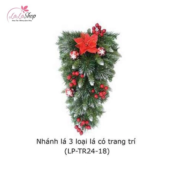 Nhánh thông 3 loại lá có trang trí trang trí noel