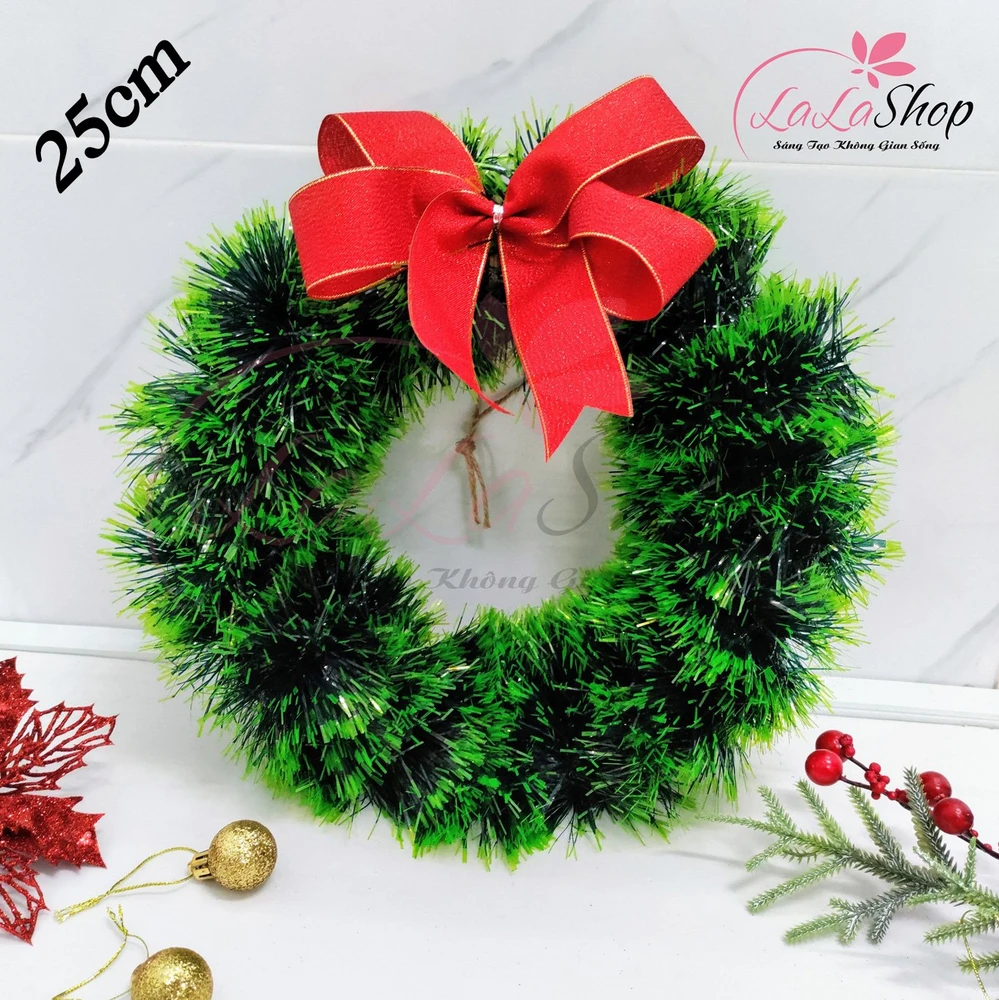 Vòng nguyệt quế bạc treo trang trí nhà cửa size 25cm