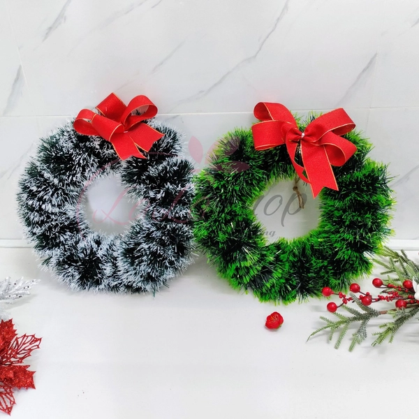 Vòng nguyệt quế chồn tuyết trang trí  25cm