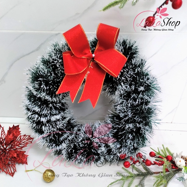 Vòng nguyệt quế chồn tuyết trang trí  25cm