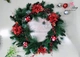 Vòng nguyệt quế 75cm hoa trạng nguyên đỏ kèm quả châu lớn Tặng kèm đèn LED trang trí noel