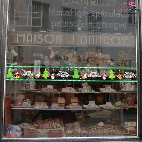 Decal Trang Trí Noel Bộ Sưu Tập Giáng Sinh Người Tuyết Cây Thông Và Merry Christmas