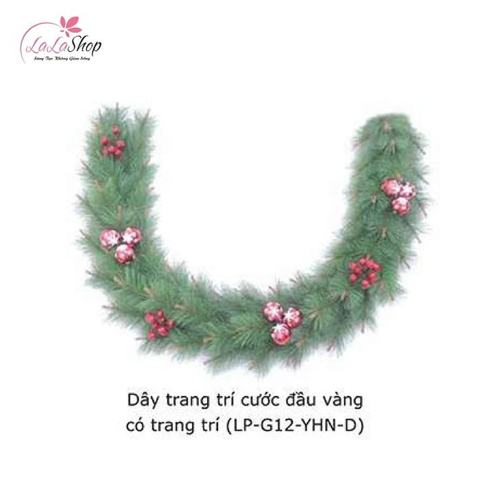 Dây thông trang trí cước đầu vàng có trang trí