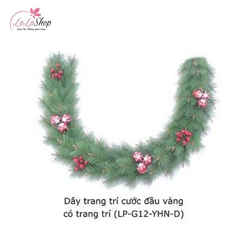 Dây thông trang trí cước đầu vàng có trang trí