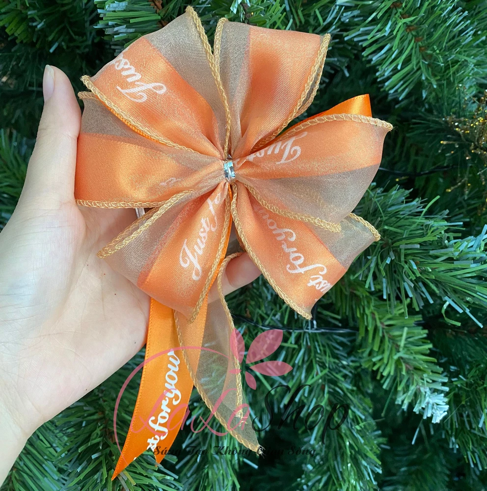 Hoa ruy băng trang trí cây thông 2 lớp nhiều màu