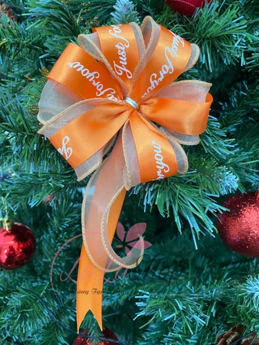 Hoa ruy băng trang trí cây thông 2 lớp nhiều màu