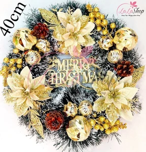 Vòng nguyệt quế trang trí noel sắc vàng