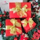 Set 3 hộp quà giáng sinh sắc đỏ nơ vàng trang trí cây thông noel làm quà tặng - Mẫu 6