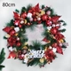 Vòng nguyệt quế 80cm trang trí noel merry christmas treo cửa kèm đèn led