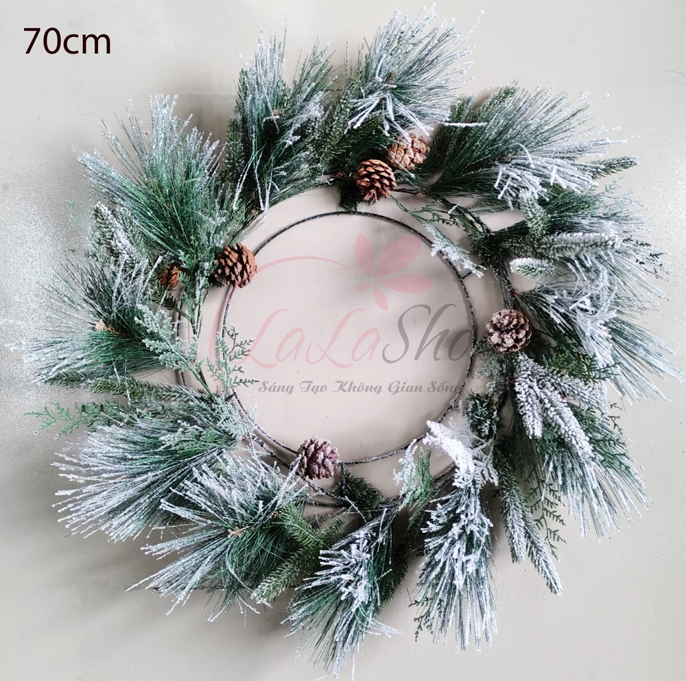Vòng nguyệt quế trái thông trang trí noel