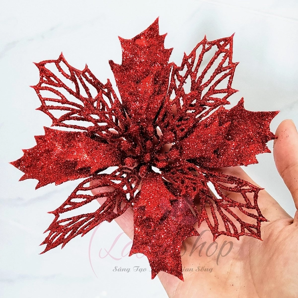 Hoa Trạng Nguyên phủ kim tuyến 2 trang trí noel