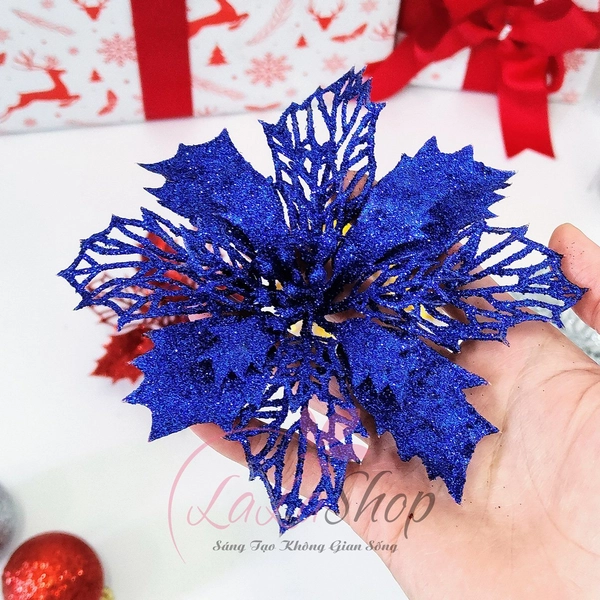 Hoa Trạng Nguyên phủ kim tuyến 2 trang trí noel