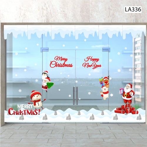 Combo Decal Trang Trí Noel Ông Già Noel Và Những Người Bạn Vui Vẻ Mẫu 3