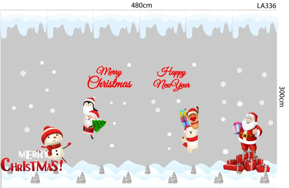 Combo Decal Trang Trí Noel Ông Già Noel Và Những Người Bạn Vui Vẻ Mẫu 3