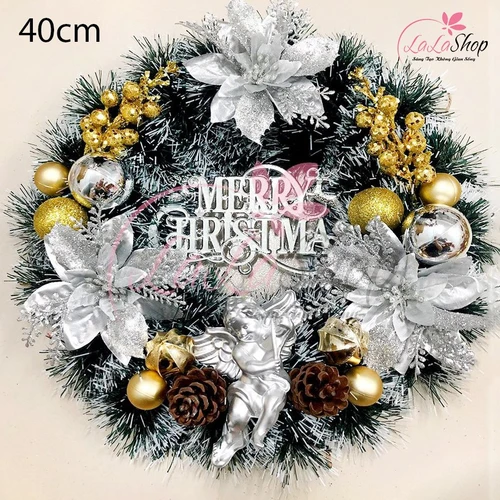Vòng Nguyệt Quế 40cm Trang Trí Giáng Sinh Vòng Nguyệt Quế Treo Cửa Mẫu 115