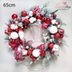 Vòng nguyệt quế 65cm trang trí noel quả sắc màu kèm đèn led