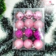 Hộp 12 quả châu 6cm tone hồng họa tiết đủ loại trang trí noel