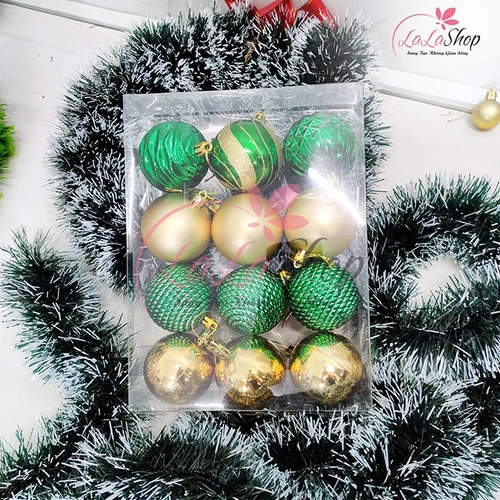 Hộp 12 quả châu hồng trang trí noel 2 màu
