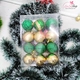Hộp 12 quả châu 6cm sắc xanh lá họa tiết giáng sinh trang trí noel