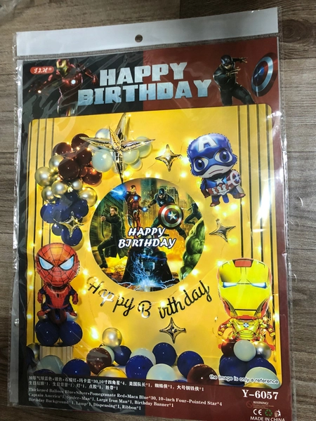 Set Bong Bóng Trang Trí Sinh Nhật Happy Birthday Siêu Anh Hùng