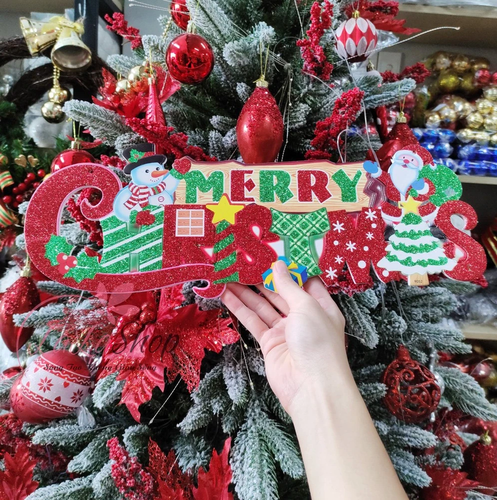 Hình dán merry christmas trang trí noel