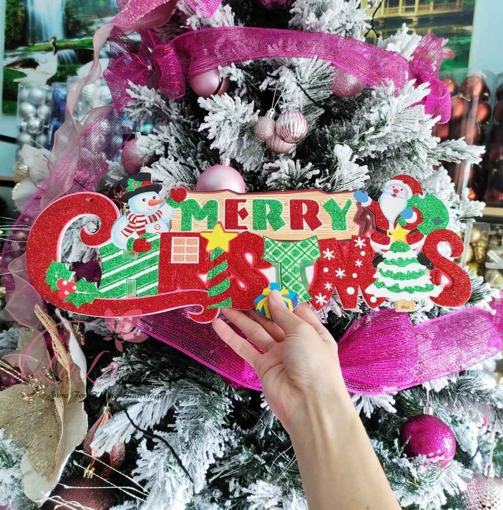 Hình dán merry christmas trang trí noel
