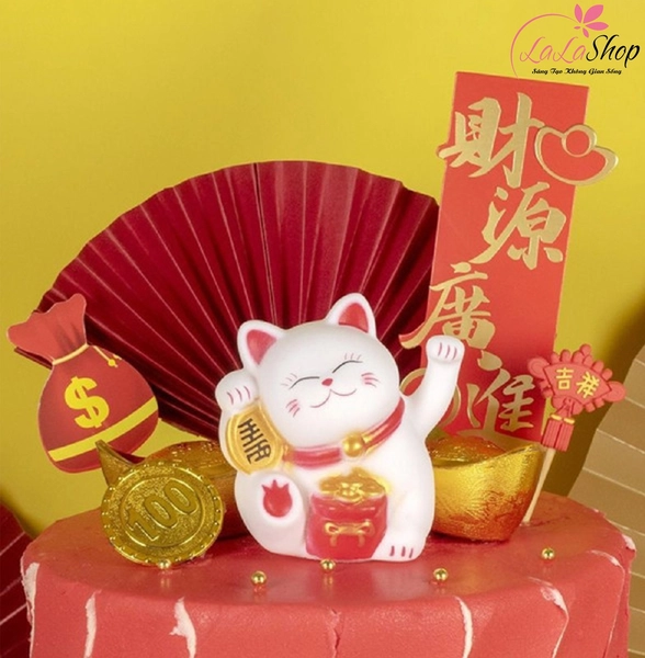 mèo thần tài để bàn trang trí tết