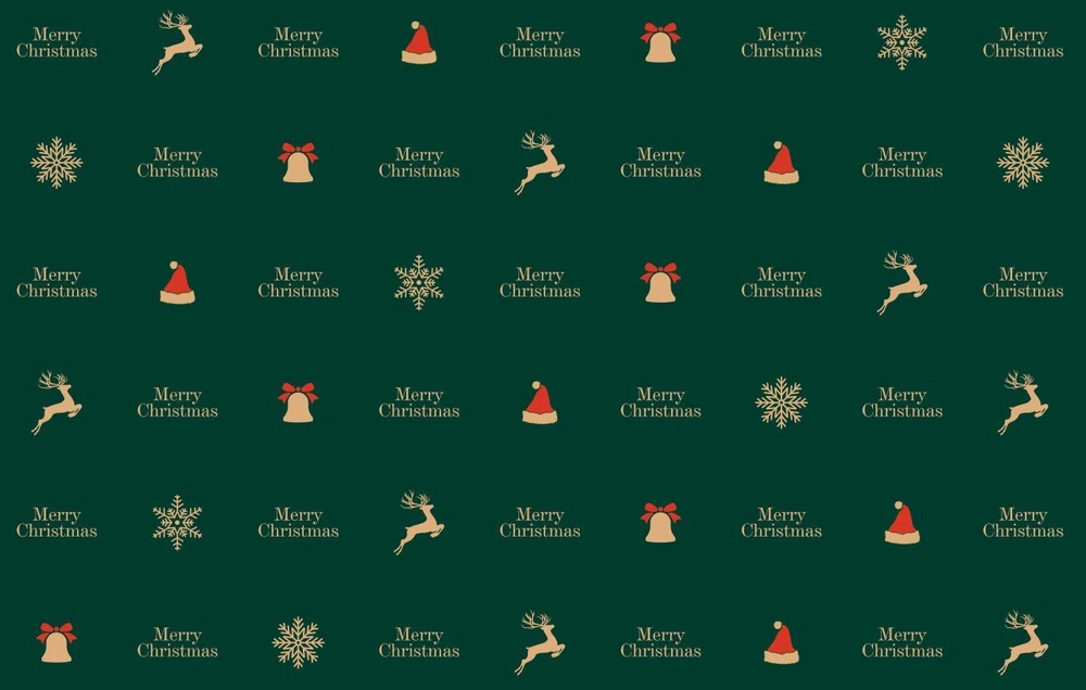 Giấy Gói Quà Nền Xanh Merry Christmas và Hoa Tuyết