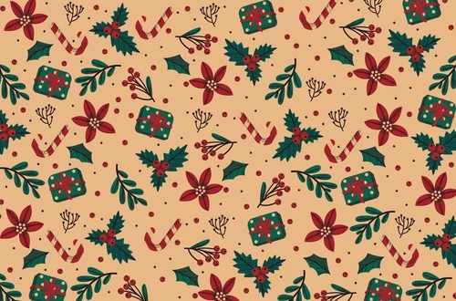 Giấy Gói Quà Nền Vàng Hoạ Tiết Noel Hộp Quà Và Que Kẹo