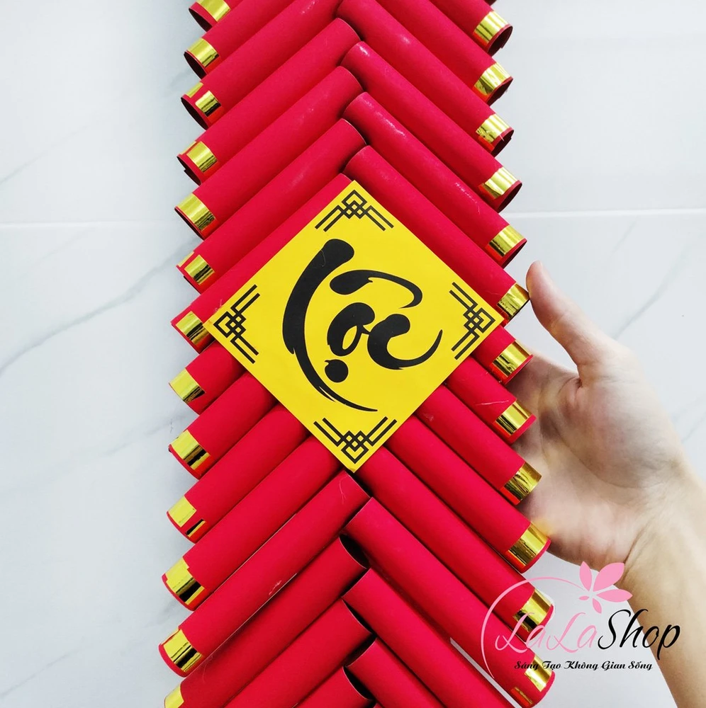 Dây pháo giấy nhung trang trí phúc lộc thọ 1m1