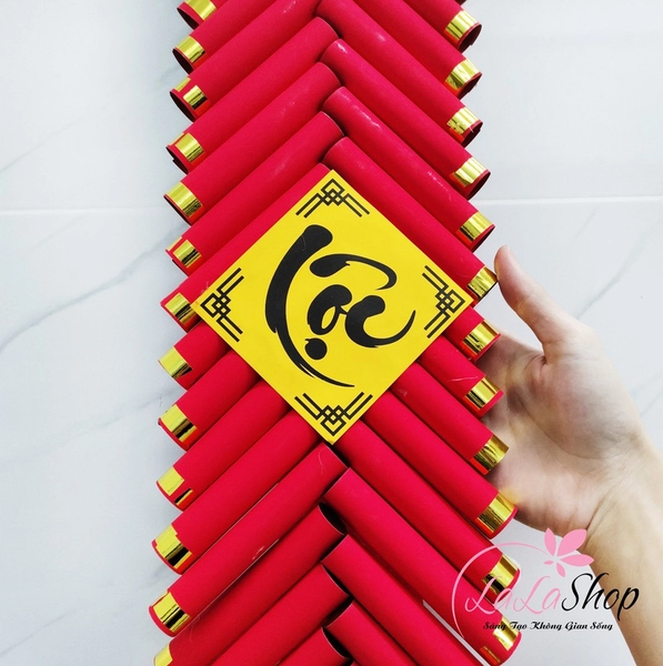 Dây pháo giấy nhung trang trí phúc lộc thọ 1 mét
