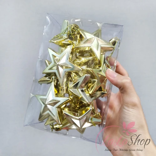 Set 12 ngôi sao màu vàng 6cm trang trí noel