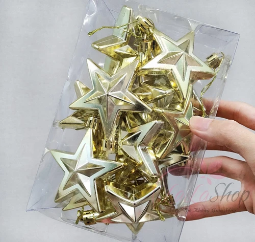 Set 12 ngôi sao màu vàng 6cm trang trí noel