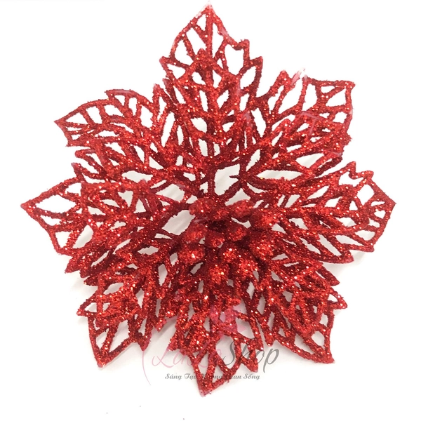 Hoa trạng nguyên kim tuyến 10cm trang trí noel