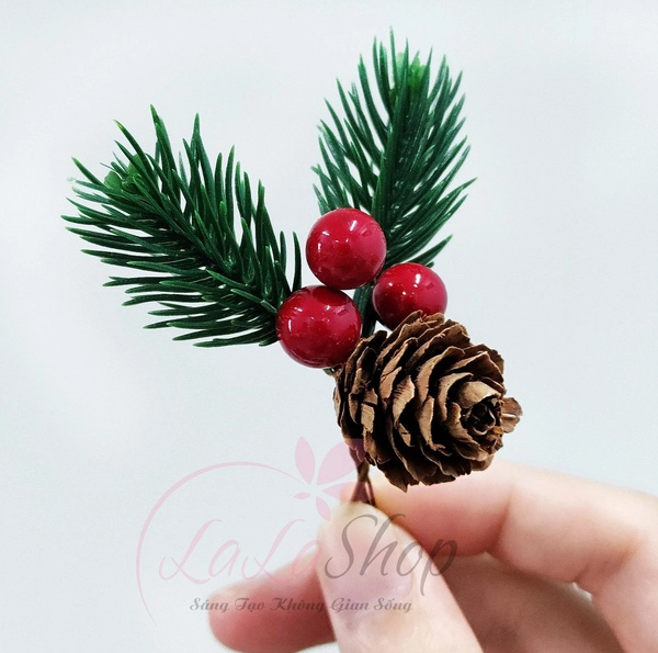 Bộ 6 cành thông cherry trang trí