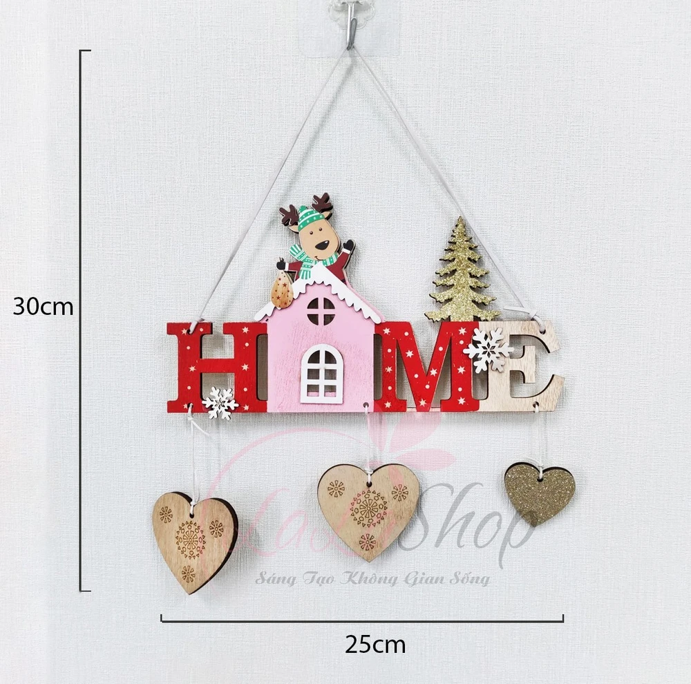 Phụ kiện bằng gỗ treo trang trí noel mẫu 8